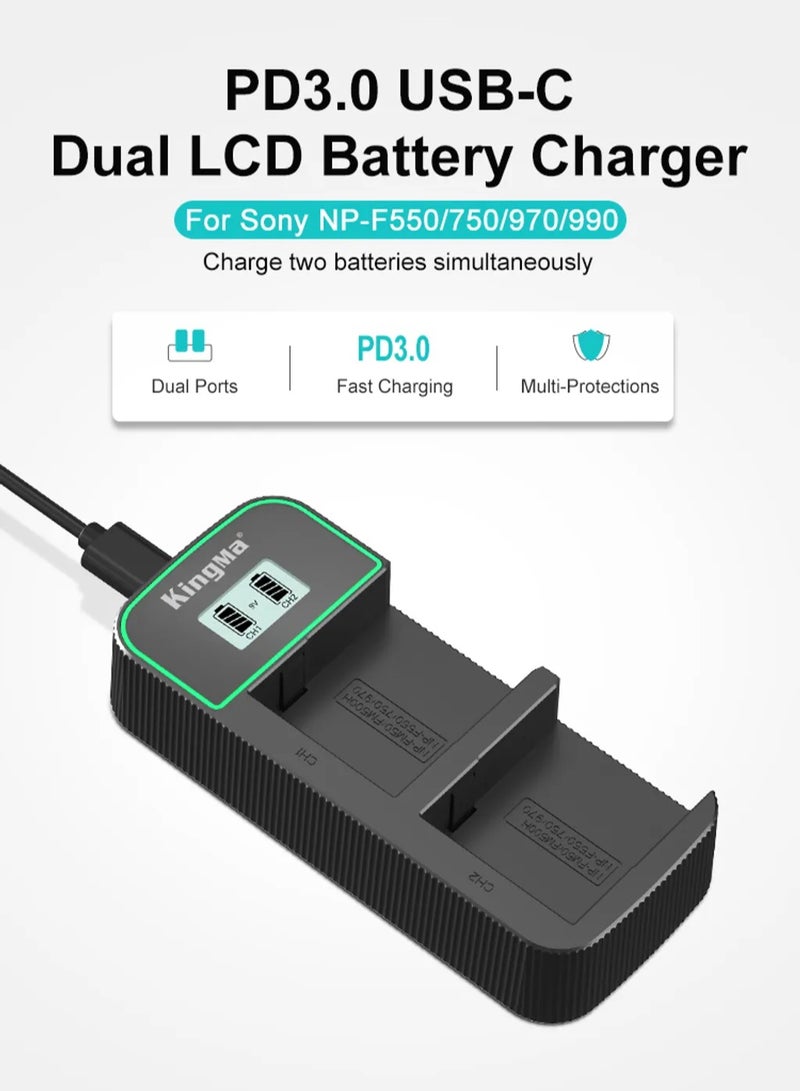 Kingma F550 Charger with USB-C Suitable for Sony NP-F550, 750, 970, 990 (BM058Q.NPF550)