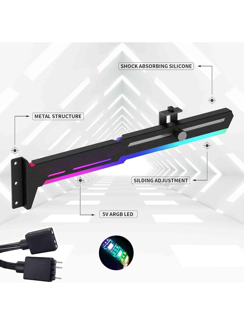 GPU Holder, Graphics Card GPU Support Video Card Holder Bracket, Video Card Sag Holder/Holster Bracket, Avoid bending the graphics card(ARGB LED)