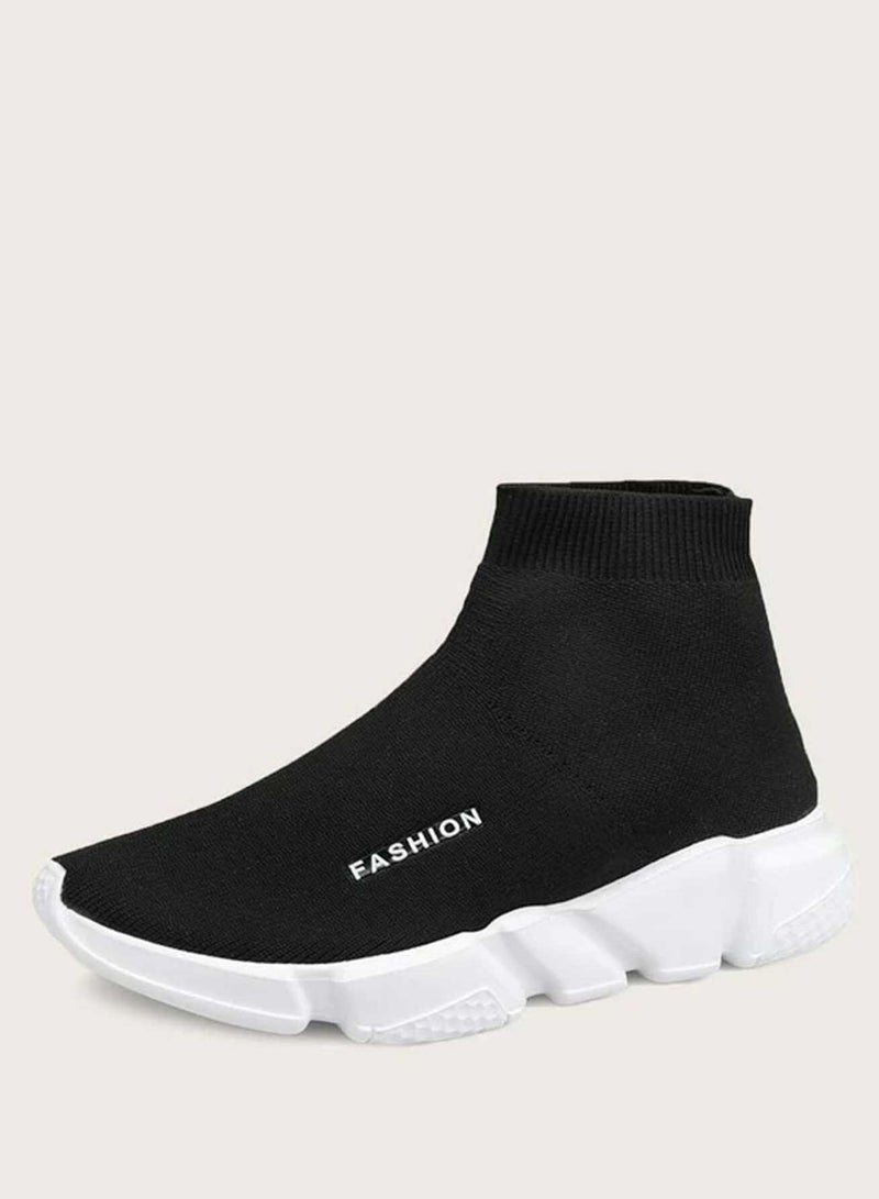 Men Letter Graphic Knit Slip On Sneakers