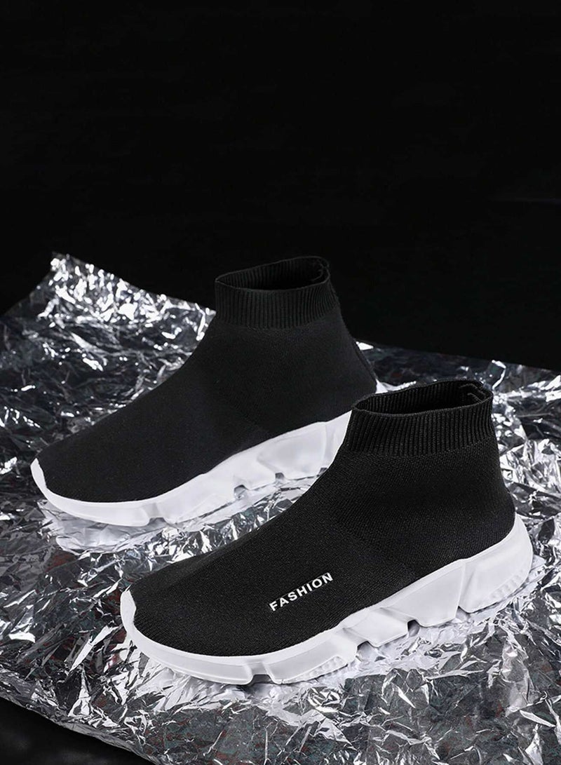 Men Letter Graphic Knit Slip On Sneakers