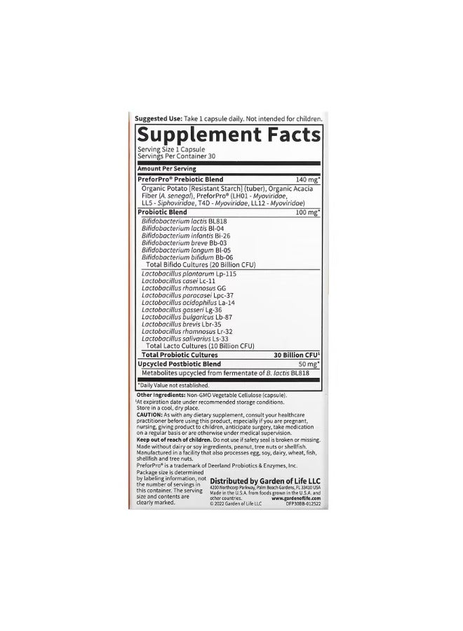 Probiotics 30 Billion 30 Mini Vegetarian Capsules