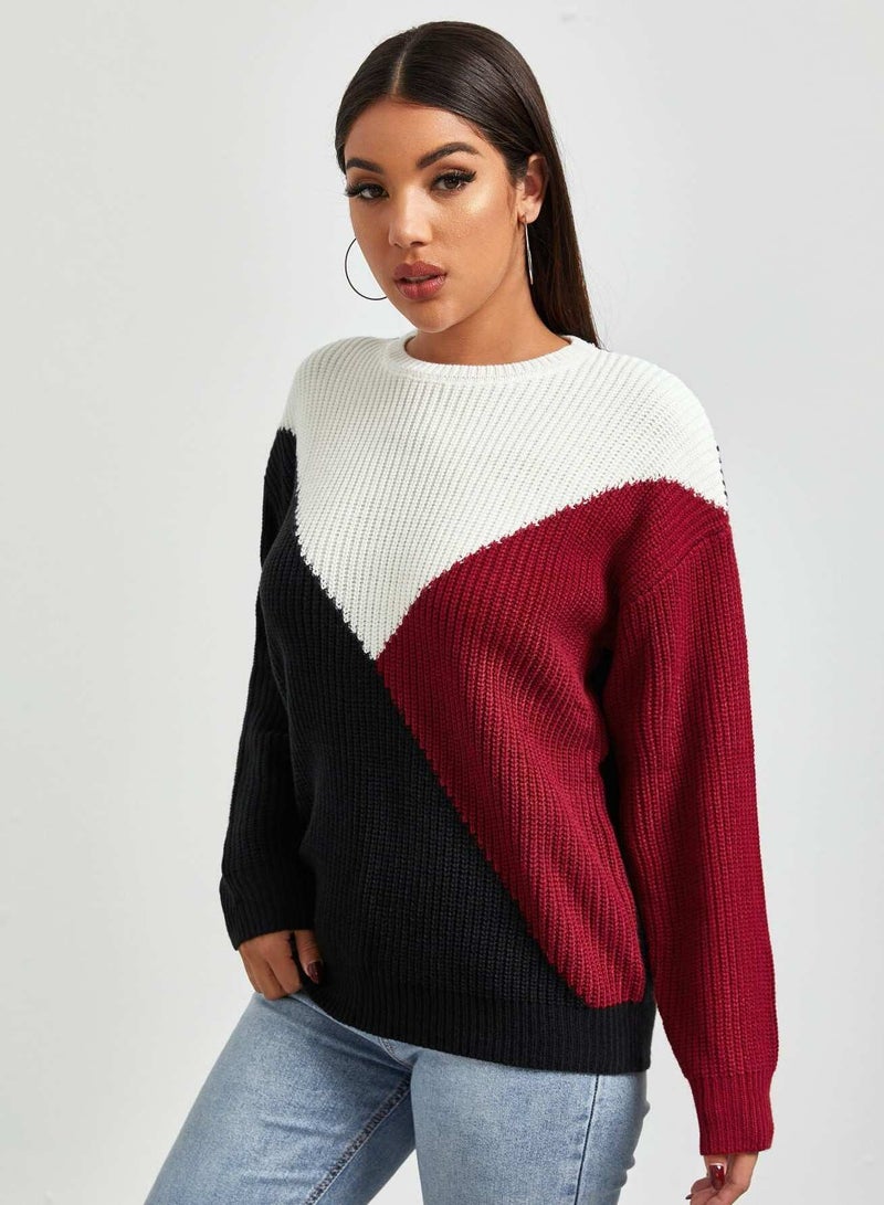 Colorblock Drop Shoulder Sweater