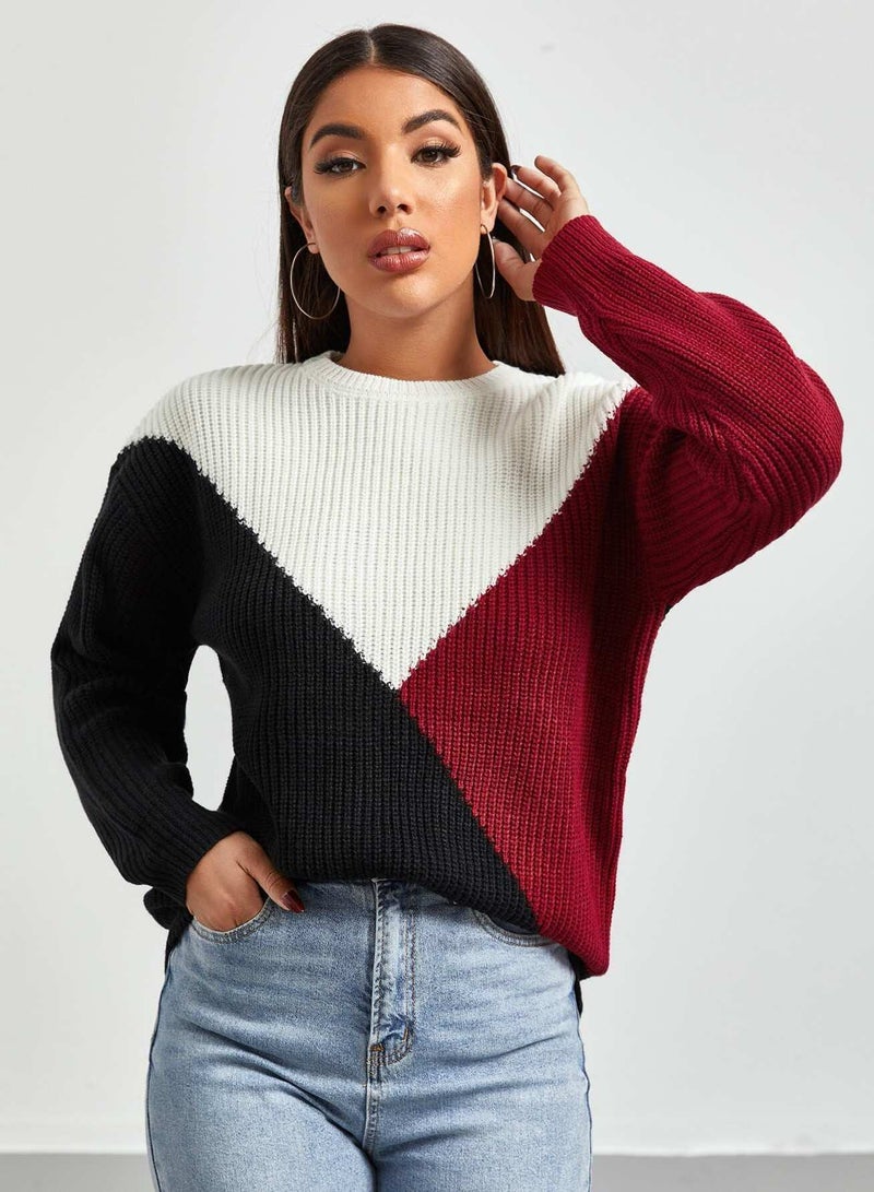 Colorblock Drop Shoulder Sweater