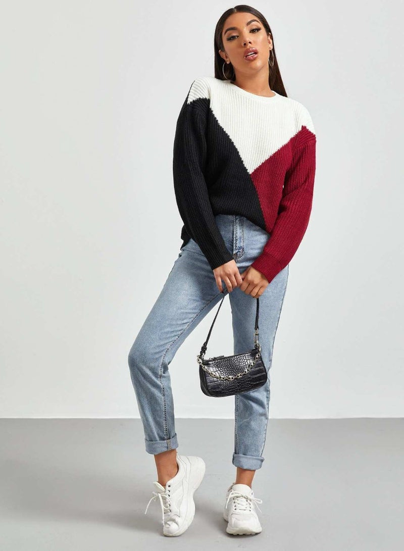 Colorblock Drop Shoulder Sweater