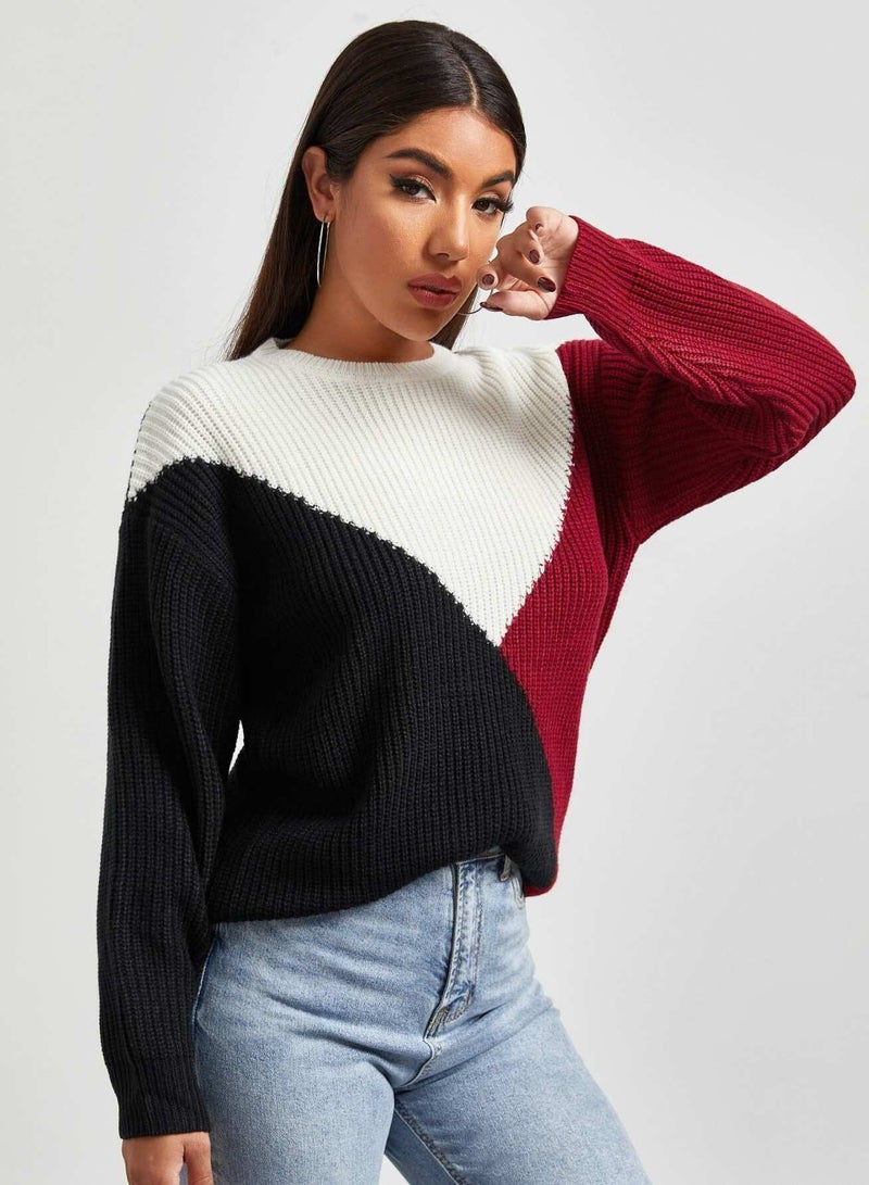 Colorblock Drop Shoulder Sweater