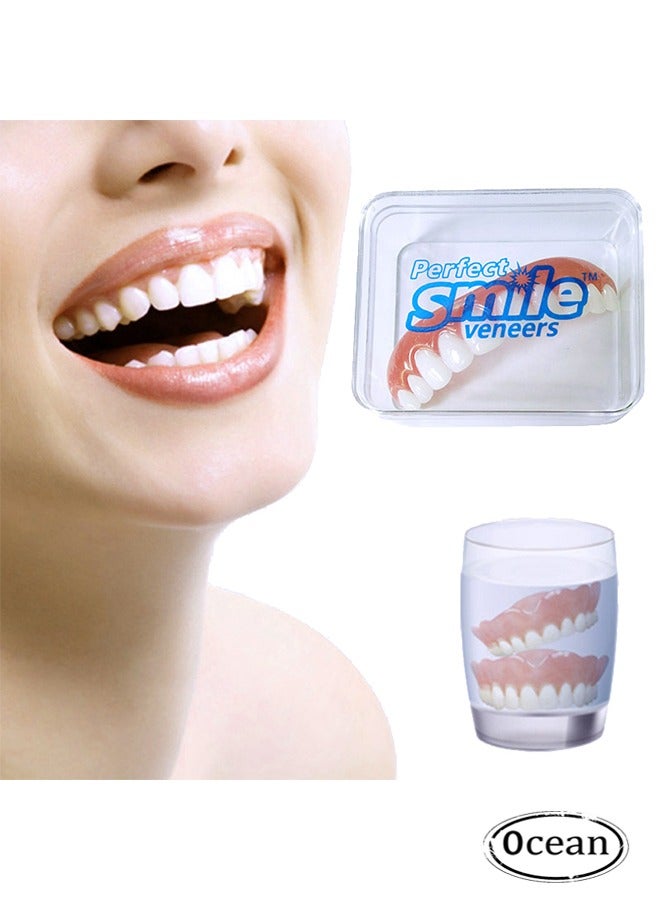 Perfect Smile Upper Veneer False Teeth, Instant Veneers Fake Instant Smile Veneers Cosmetic Teeth Whitening Temporary Prosthesis Teeth, Nature and Comfortable Protect Your Teeth, for Men Women Adult