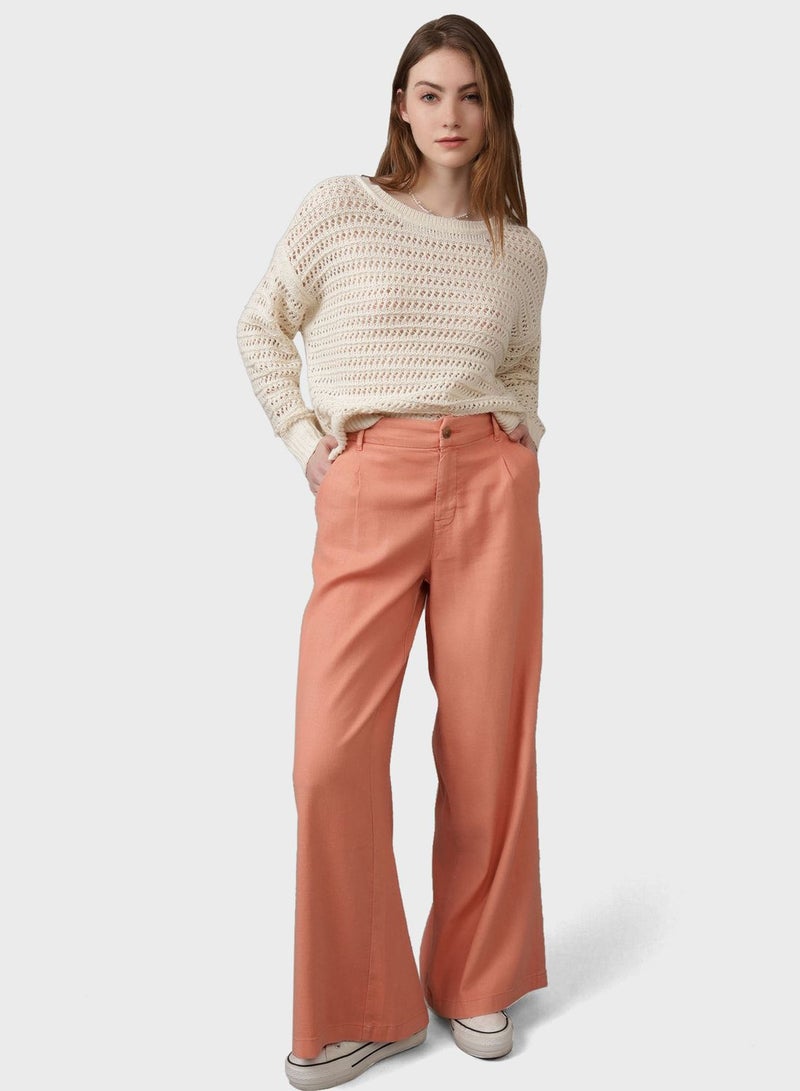 AE Linen-Blend Ruched Side Crop Top