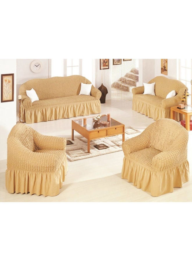 4-Piece Stretchable Sofa Cover Set Light Beige