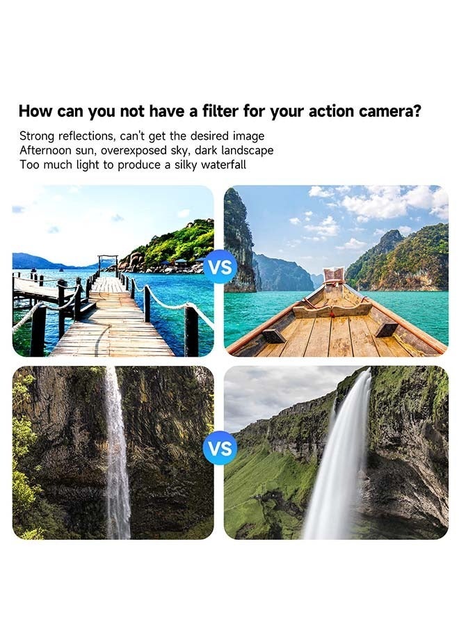 TELESIN Lens Fiter Set for DJI Action 4 Action 3 Camera Accessories, 4-Pack CPL ND32 ND16 ND8 Polarizing Neutral Density HD Filter Lens Protective Protector Cover for DJI Osmo Action Accessory