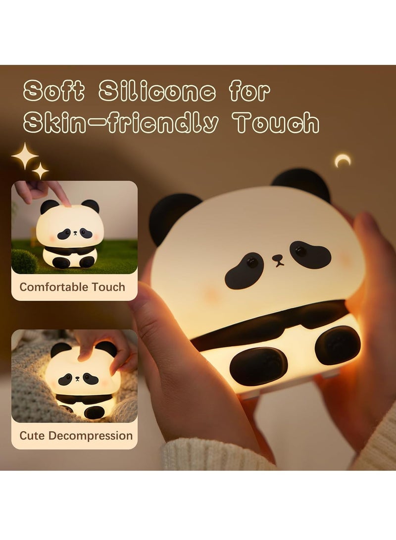 Panda Night Light, LED Squishy Novelty Animal Night Lamp, Food Grade Silicone 3 Level Dimmable Breastfeeding Nursery Nightlight for Room Decor, Cute Gifts Stuff for Boys Girls Baby Children