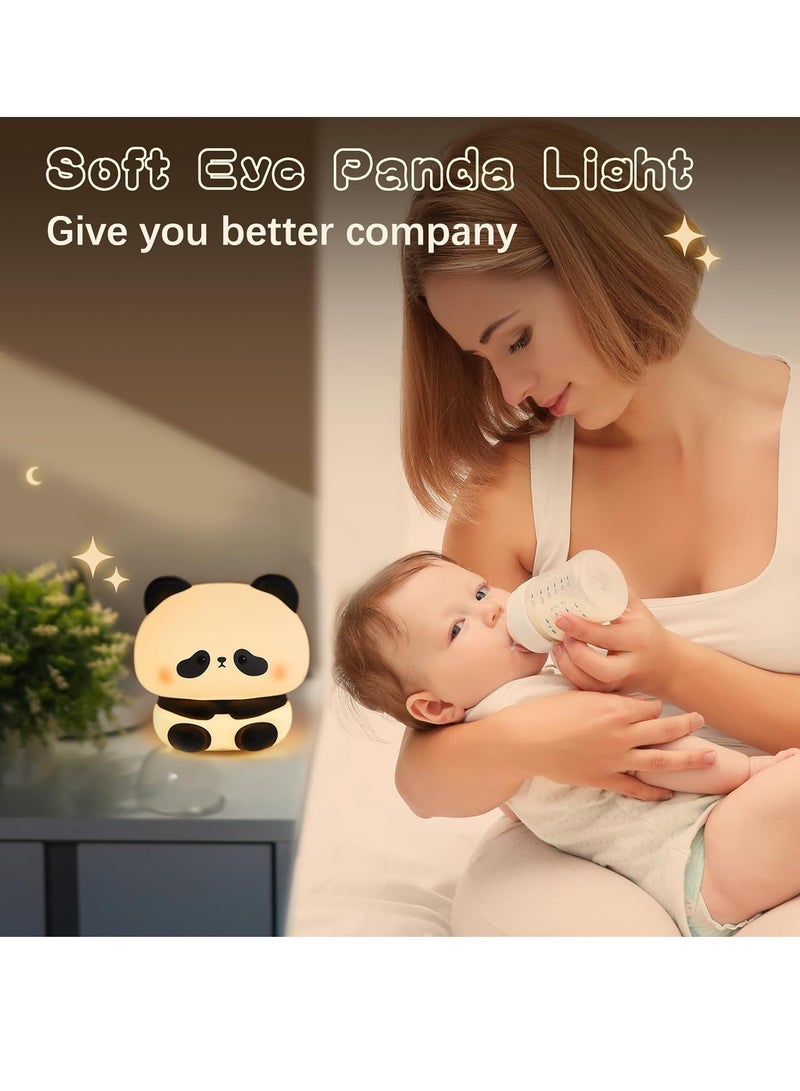 Panda Night Light, LED Squishy Novelty Animal Night Lamp, Food Grade Silicone 3 Level Dimmable Breastfeeding Nursery Nightlight for Room Decor, Cute Gifts Stuff for Boys Girls Baby Children