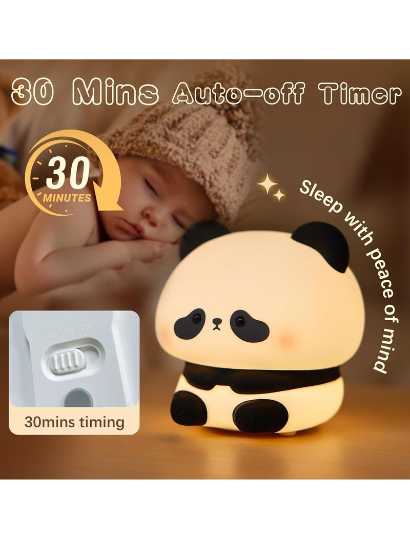 Panda Night Light, LED Squishy Novelty Animal Night Lamp, Food Grade Silicone 3 Level Dimmable Breastfeeding Nursery Nightlight for Room Decor, Cute Gifts Stuff for Boys Girls Baby Children