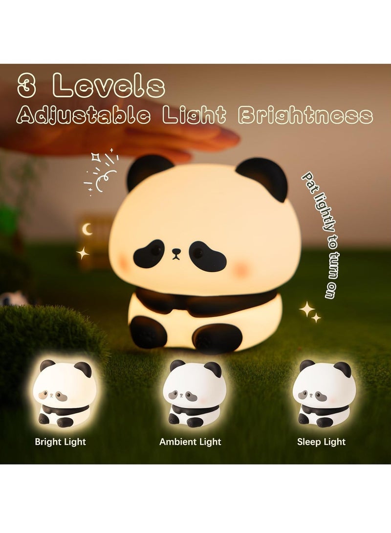 Panda Night Light, LED Squishy Novelty Animal Night Lamp, Food Grade Silicone 3 Level Dimmable Breastfeeding Nursery Nightlight for Room Decor, Cute Gifts Stuff for Boys Girls Baby Children