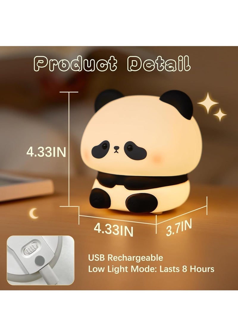 Panda Night Light, LED Squishy Novelty Animal Night Lamp, Food Grade Silicone 3 Level Dimmable Breastfeeding Nursery Nightlight for Room Decor, Cute Gifts Stuff for Boys Girls Baby Children