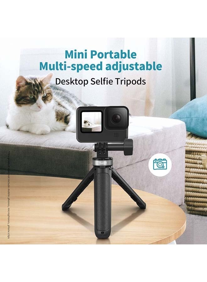 TELESIN Mini Tripod Selfie Stick Pole, Extendable Portable Camera Tripod Stand for GoPro Max Hero 12 11 10 9 8 7 6 5 Insta360 X2 X3 Go2 Go3 DJI Action 3 4 Accessories