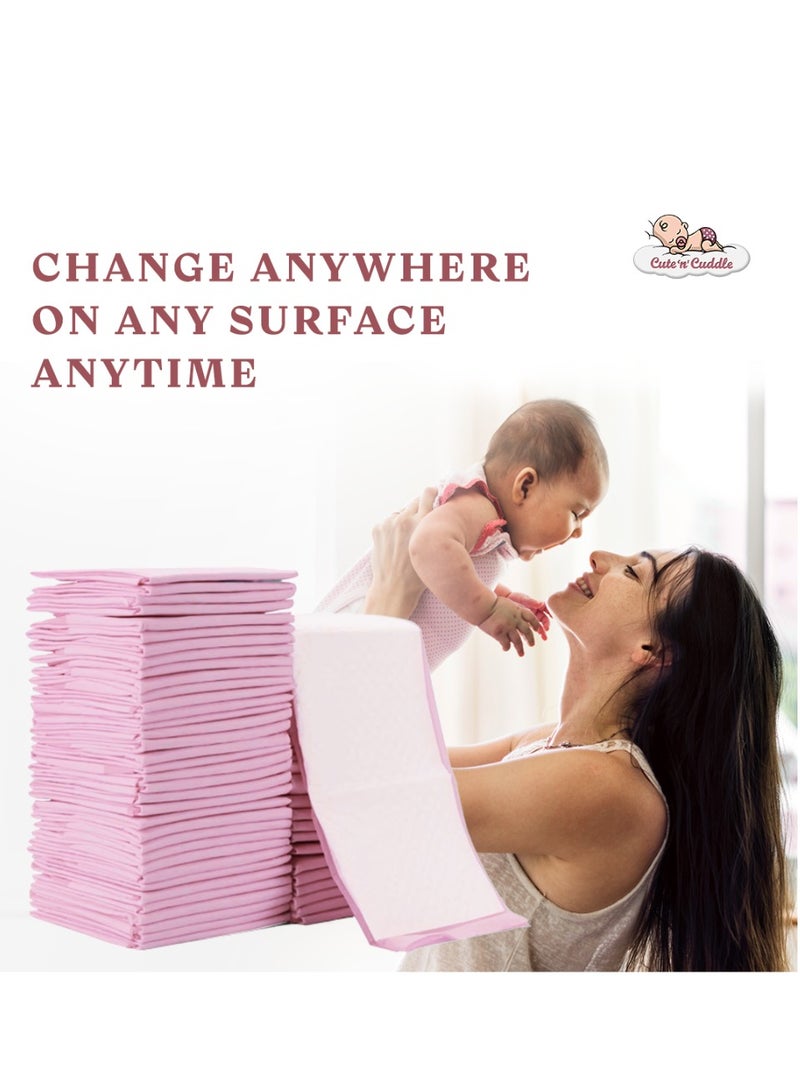 Pack Of 60 Disposable Changing Mats, Pink, 60 CM X 45 CM