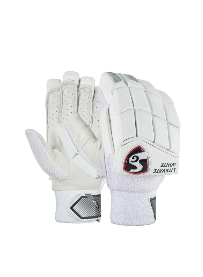 SG LITEVATE WHITE BATTING GLOVES (Adult)