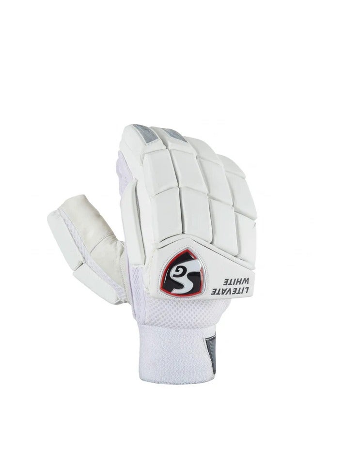 SG LITEVATE WHITE BATTING GLOVES (Adult)