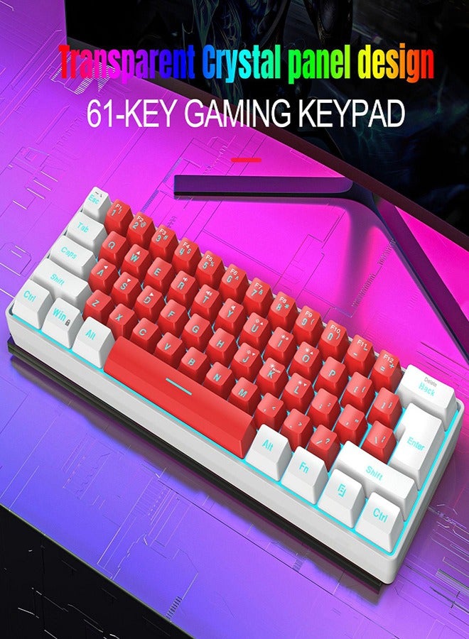 Wired 61-key film keyboard White Red design mini gaming keyboard Simple mechanical feel laptop desktop