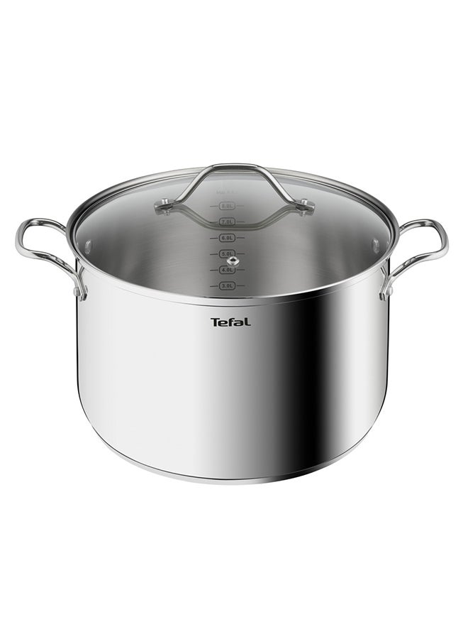 TEFAL Intuition XL stockpot | 28 cm | Premium Stainless steel 18/10 | XL Size | Robust Handles | Glass Lid | Induction Pot | 2 Years Warranty | B8646404 Stainless Steel 28 cmcm