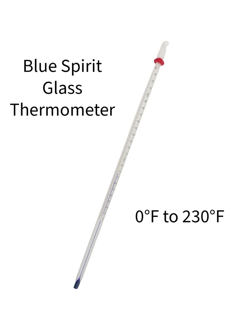 2 Pcs Lab-Grade Borosilicate 3.3 Heavy Duty Graduated White Glass Blue Spirit Thermometer + Protective Case | Chemistry Biology Physics Laboratory Experiments and Classroom Tests