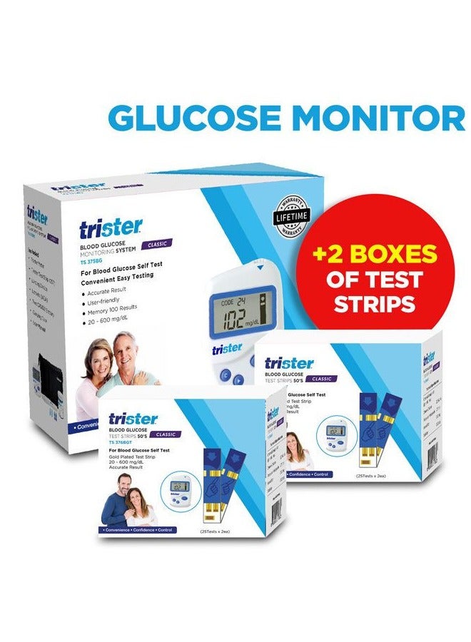 Gluco Meter + 2 Box of 50's Test Strips: TS-2STRP