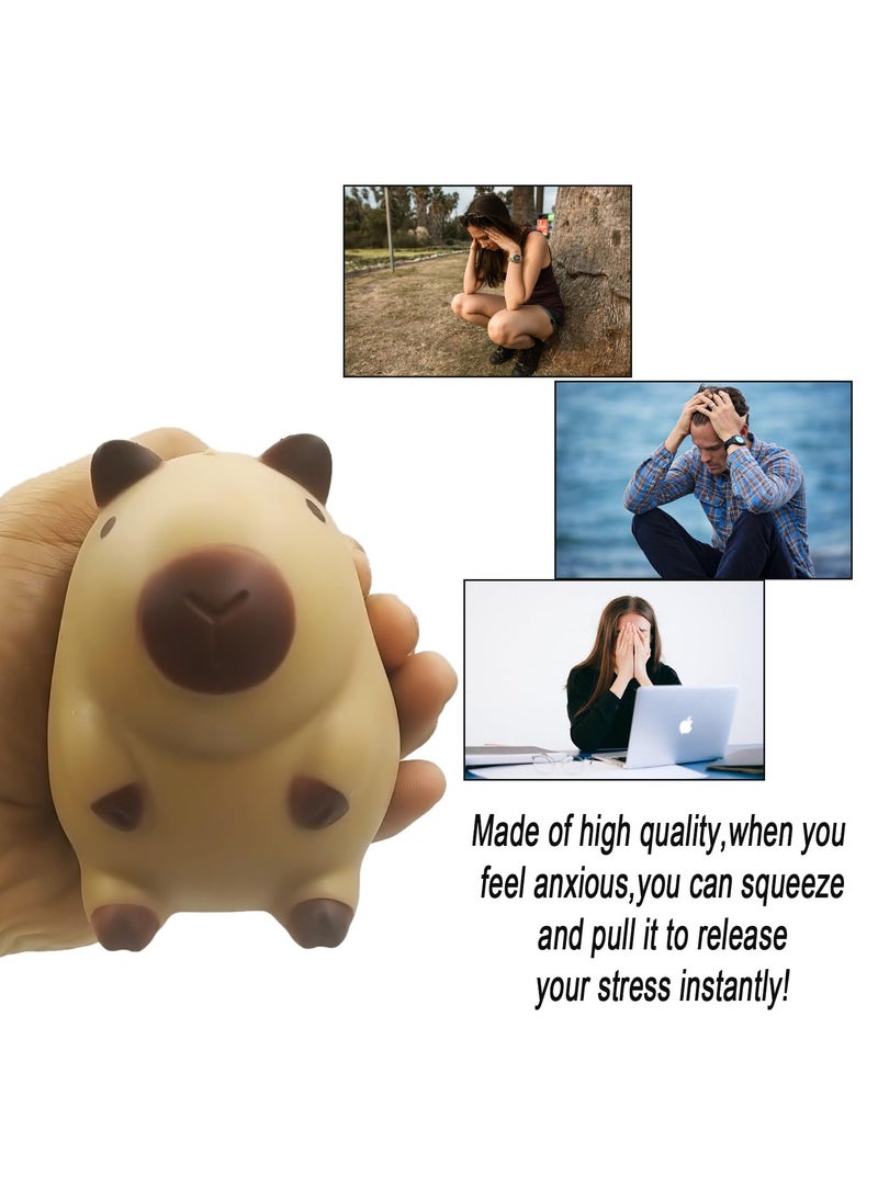 Funny Capybara Stress Ball, 2 Pcs Capybara Squishy Balls, Stress Relief Squeeze Ball for Children and Adults,Stretchy Capybara Fidget Toys ADHD Autism,Sensory Capybara Toy Gift for Birthday