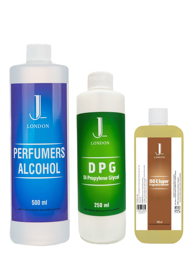 JAN LONDON Perfumer's Essentials Pack: ISOE SUPER 100ml, DPG 250ml, Perfumer's Alcohol 500ml - Enhance Fragrances with Iso E Super, Versatile DPG Solution, and Perfumer's Alcohol