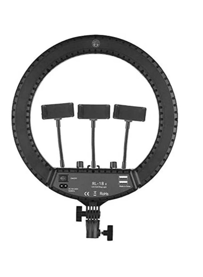 RL-18 LED Ring Light 18 Inch Soft Ring Light for Smartphones Camera YouTube TikTok Videos with Tripod & 3 phone Holders