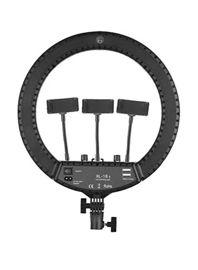 RL-18 LED Ring Light 18 Inch Soft Ring Light for Smartphones Camera YouTube TikTok Videos with Tripod & 3 phone Holders