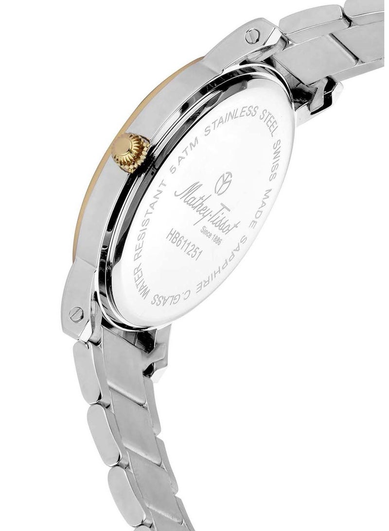 City Metal HB611251MBR Mens Quartz Watch Analog Display Stainless Steel Strap, White