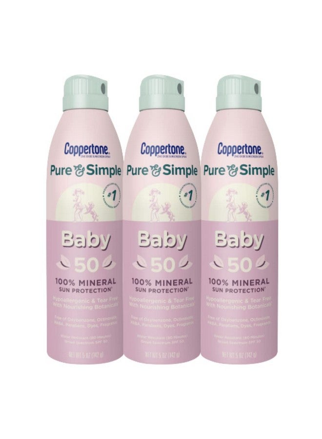 Pure And Simple Baby Spray Sunscreen Spf 50 Broad Spectrum Sunscreen For Baby 5 Oz Bottle Pack Of 3