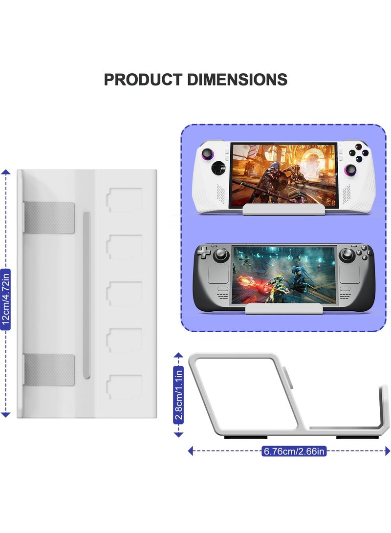 Stand Base Holder for ASUS Rog Ally/Steam Deck,Frosted Aluminum Alloy Playstand with SD Card Slots,Anti-Slip Silicone Pad(White)