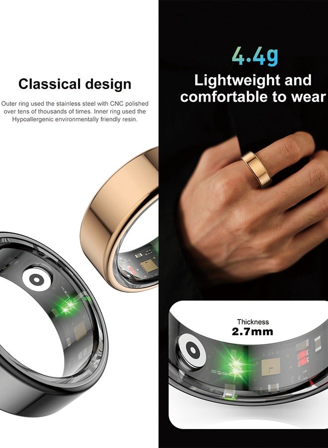 Smart Ring Health Tracker, Fitness Sleep Heart Rate Blood Oxygen Tracker Smart Ring, Water Resistant Bluetooth Fitness Tracker Rings