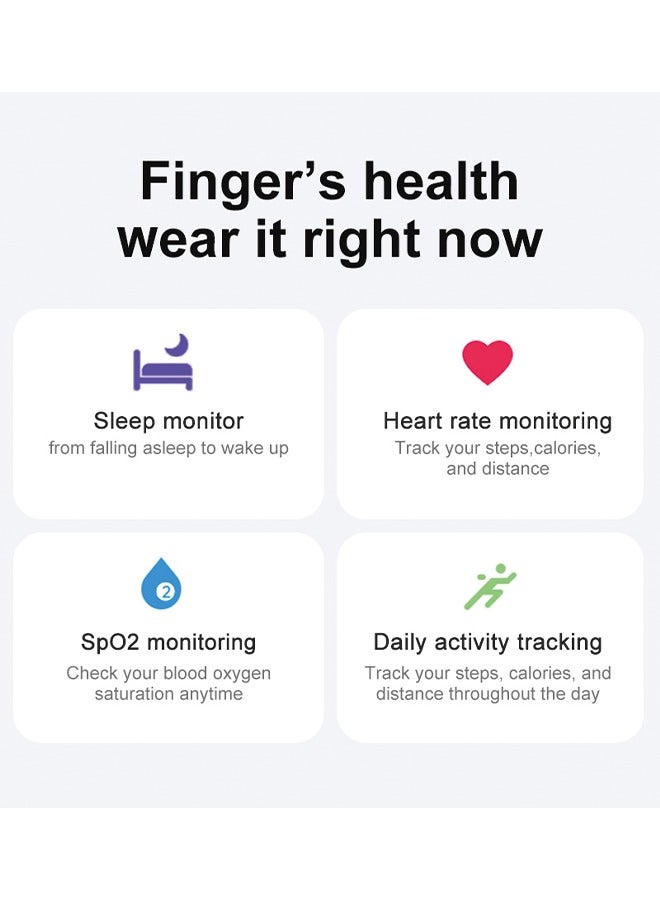 Smart Ring Health Tracker, Fitness Sleep Heart Rate Blood Oxygen Tracker Smart Ring, Water Resistant Bluetooth Fitness Tracker Rings