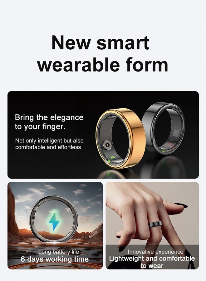 Smart Ring Health Tracker, Fitness Sleep Heart Rate Blood Oxygen Tracker Smart Ring, Water Resistant Bluetooth Fitness Tracker Rings