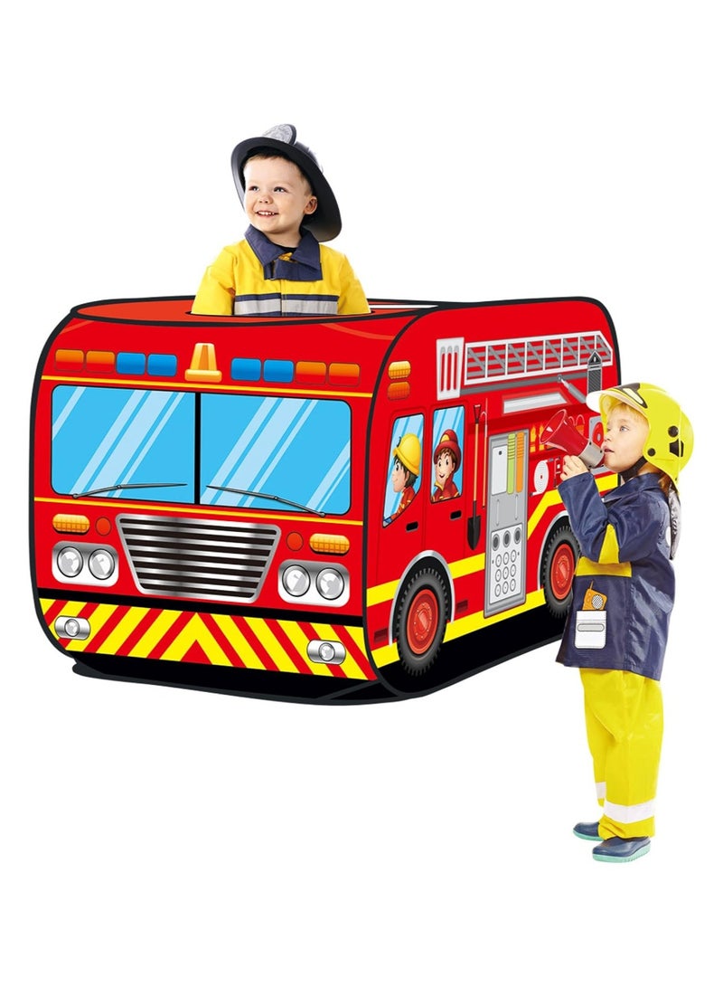 Play Fire Truck Pop Up Kids Play Tent for Boys and Girls Indoor Outdoor Toy