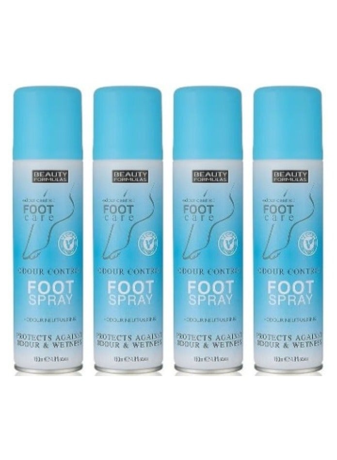 4 Pieces Odour Control Foot Spray 150ml