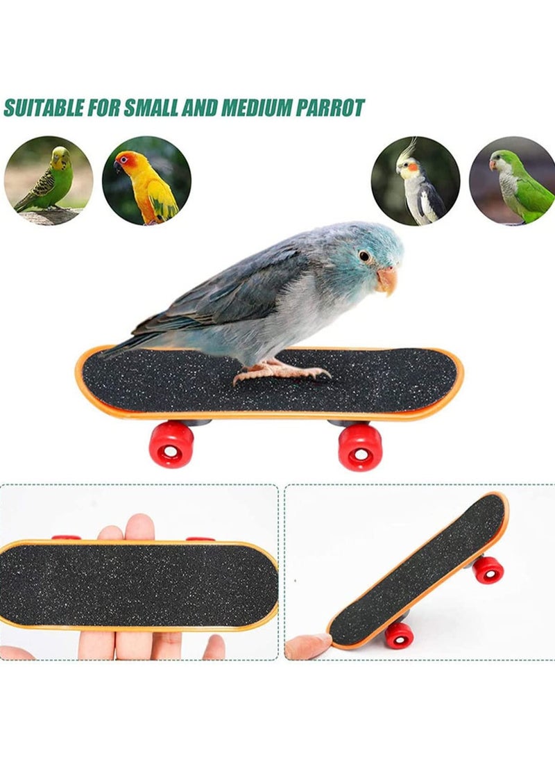 4Pcs Bird Training Intelligence Toys Set Included Training Basketball, Colorful Stacking Rings, Mini Skateboard and Shopping Cart Toy, Sepak Takraw for Parrots, Budgies, Cockatiel, Parakeet