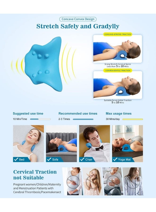 Cervical Neck Traction Pillow Neck and Shoulder Relaxer Orthopedic Pillow Neck Stretcher for Pain Relief and Muscle Relax with Massage Point