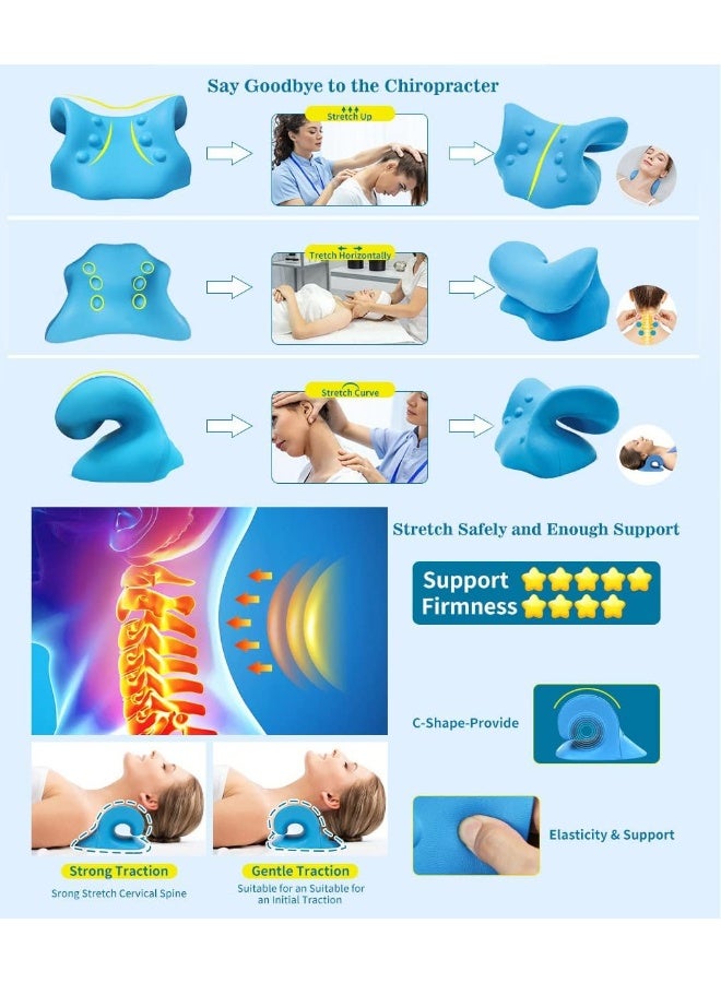 Cervical Neck Traction Pillow Neck and Shoulder Relaxer Orthopedic Pillow Neck Stretcher for Pain Relief and Muscle Relax with Massage Point