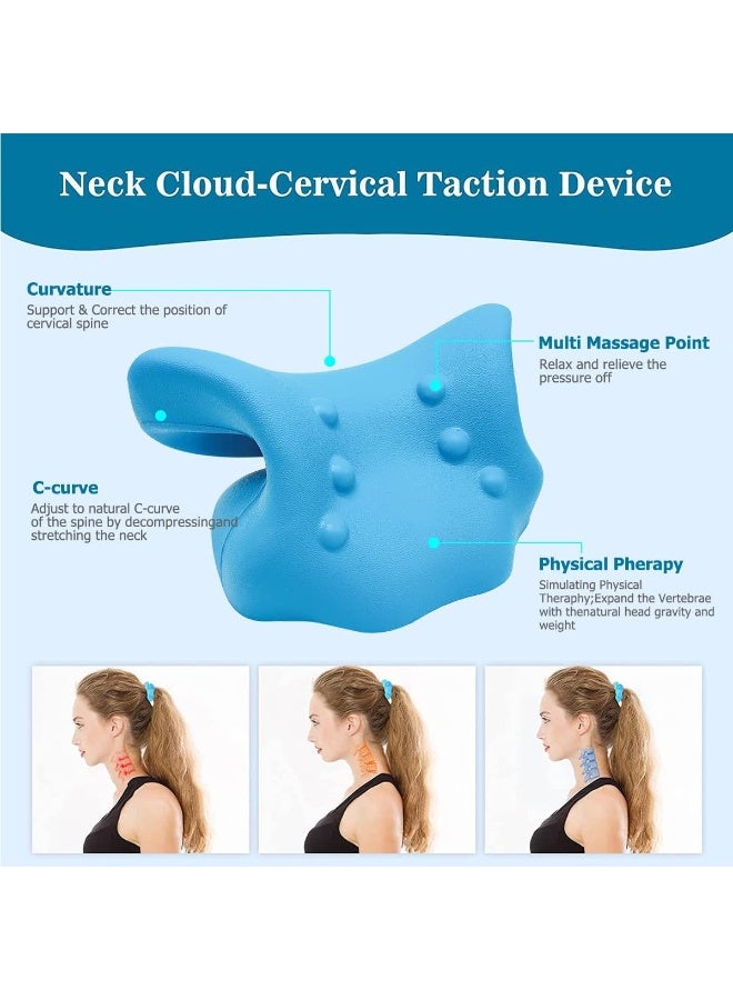 Cervical Neck Traction Pillow Neck and Shoulder Relaxer Orthopedic Pillow Neck Stretcher for Pain Relief and Muscle Relax with Massage Point