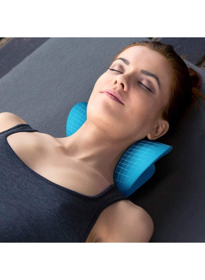 Cervical Neck Traction Pillow Neck and Shoulder Relaxer Orthopedic Pillow Neck Stretcher for Pain Relief and Muscle Relax with Massage Point