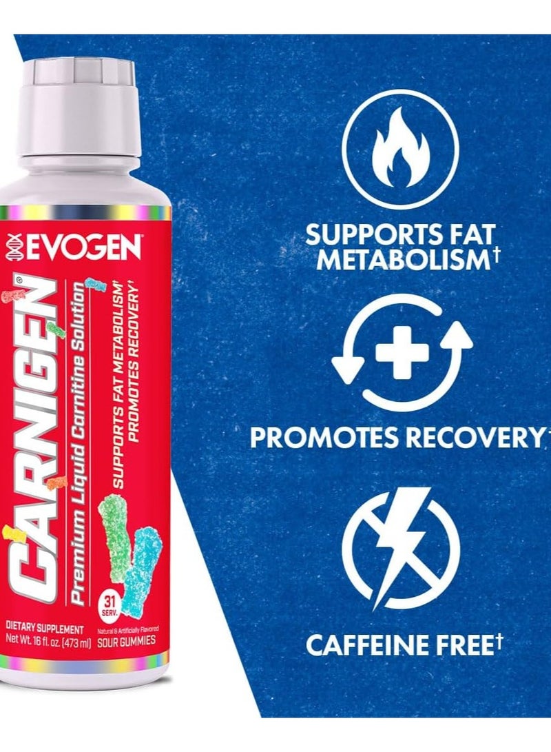 Evogen Carnigen 473ml Caffeine Free, Sour Gummy Flavor 31 Serving