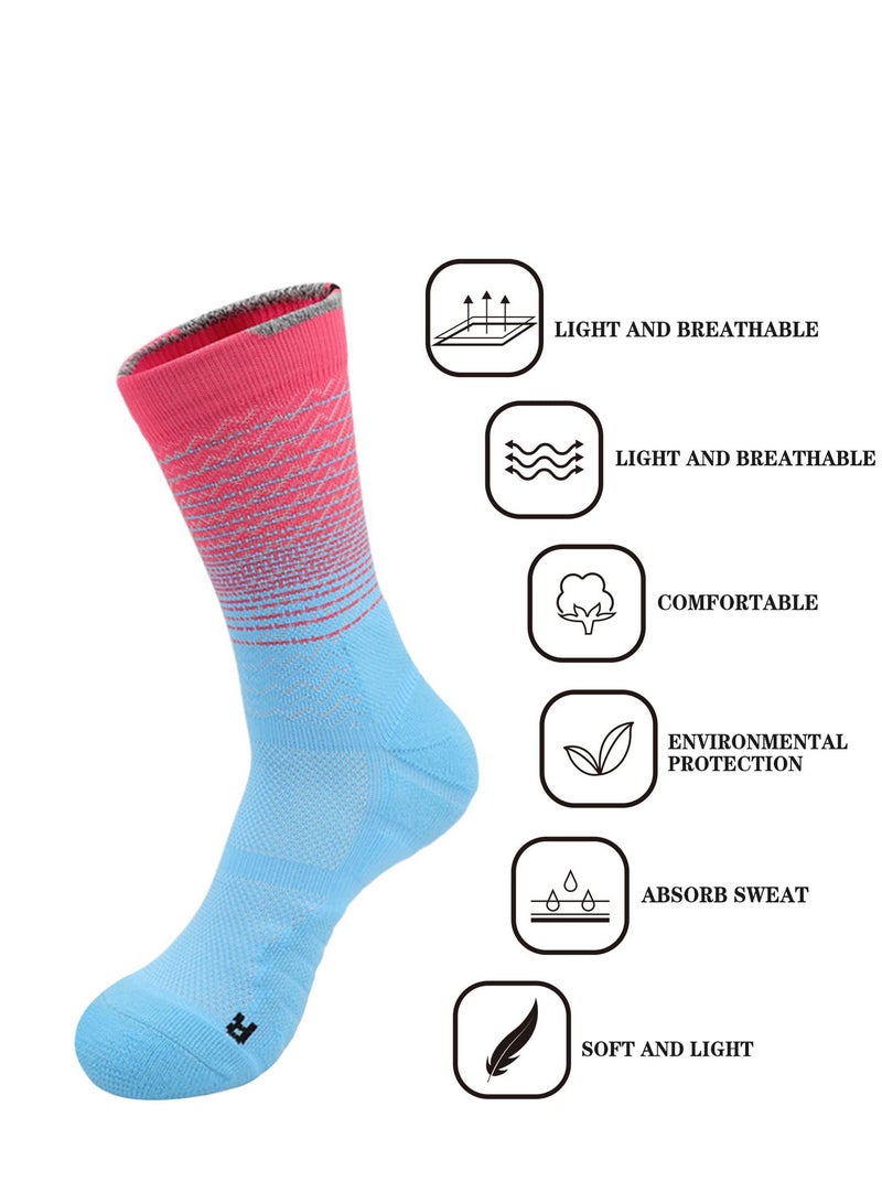 Sports Socks, 5 Pairs of Men's Basketball Socks Outdoor Sports Colorful Trendy Mid-calf Soccer Socks High Elasticity Compression Player Socks for Outdoor Competition Team Leggings