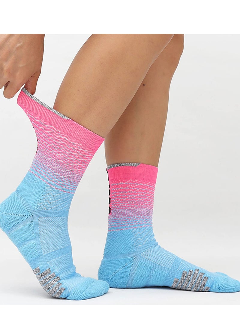 Sports Socks, 5 Pairs of Men's Basketball Socks Outdoor Sports Colorful Trendy Mid-calf Soccer Socks High Elasticity Compression Player Socks for Outdoor Competition Team Leggings