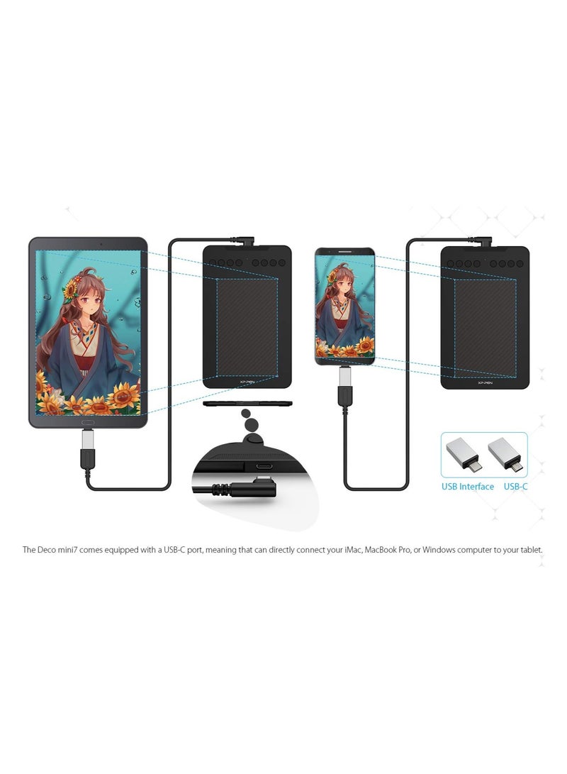 Deco Mini 7 Compact 7-Inch Graphic Drawing Tablet with Passive Stylus