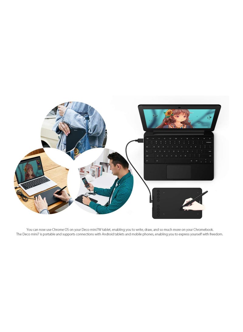 Deco Mini 7 Compact 7-Inch Graphic Drawing Tablet with Passive Stylus