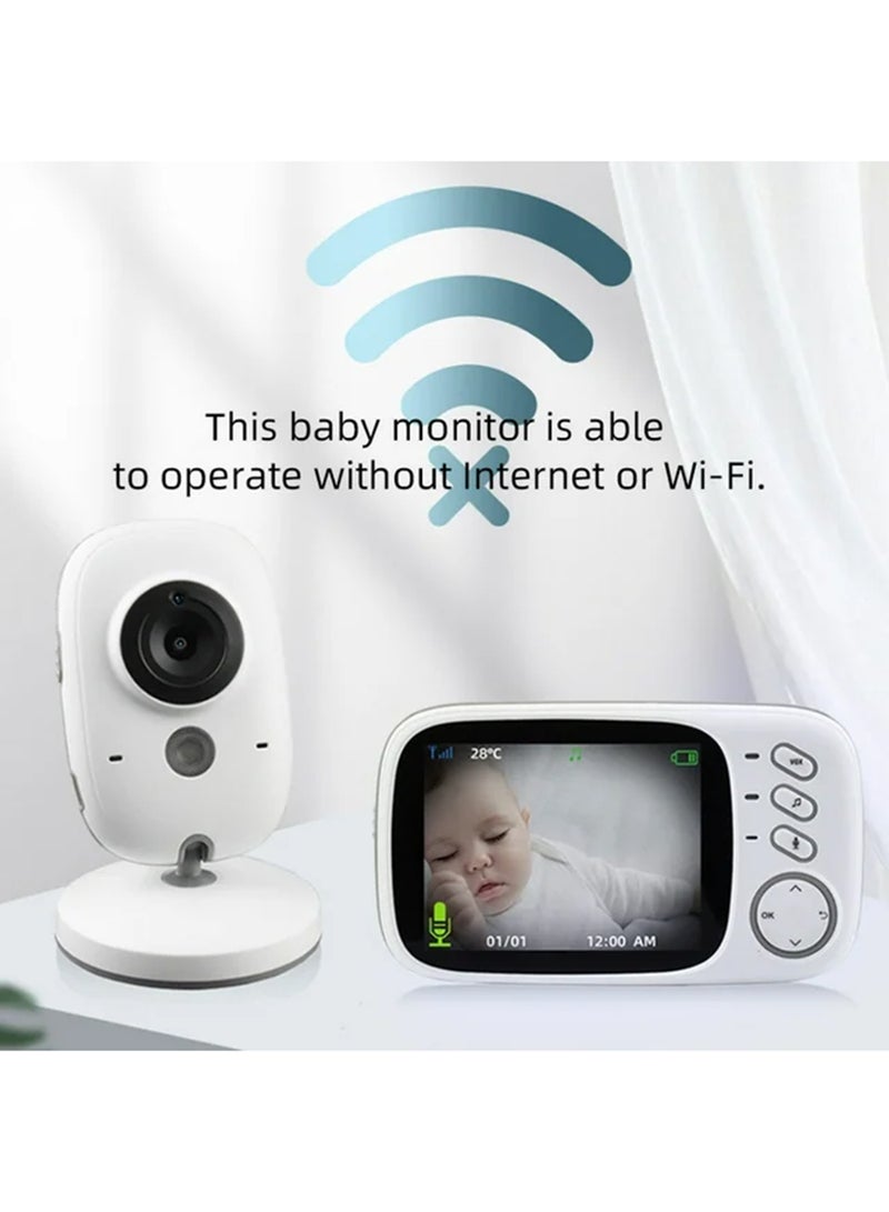 3.2inch LCD Display Wireless Babies Video Monitor With Night Vision Temperature Monitoring