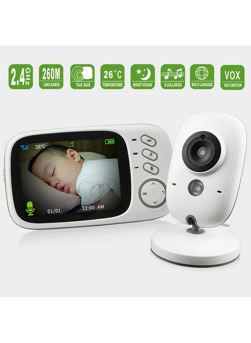 3.2inch LCD Display Wireless Babies Video Monitor With Night Vision Temperature Monitoring